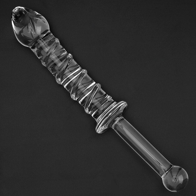 Glass Dildo Crystal with Pattern Transparent Massager 24CM 9.5 Inch | 2EO.World - 2EO.World