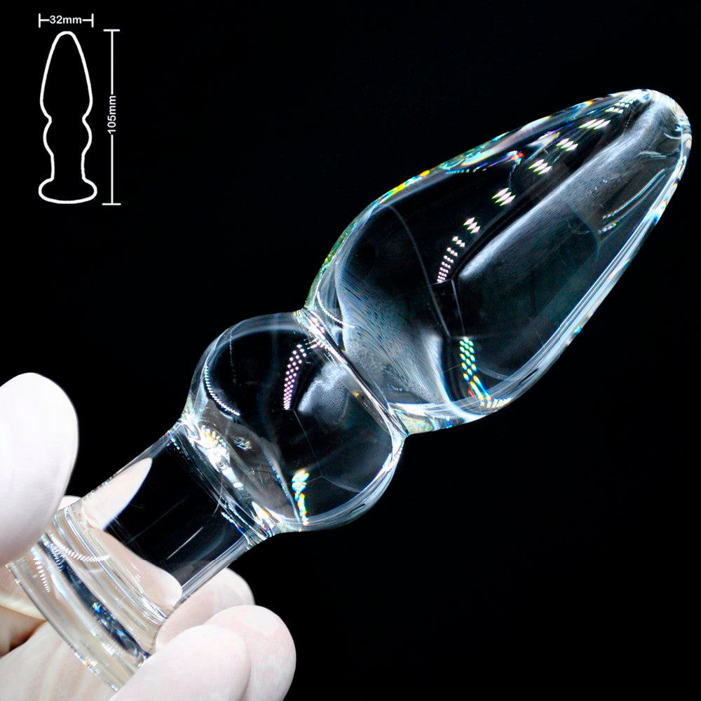 Glass Dildo Anal Butt Plug Crystal with Beads 10.5CM | 2EO.World - 2EO.World